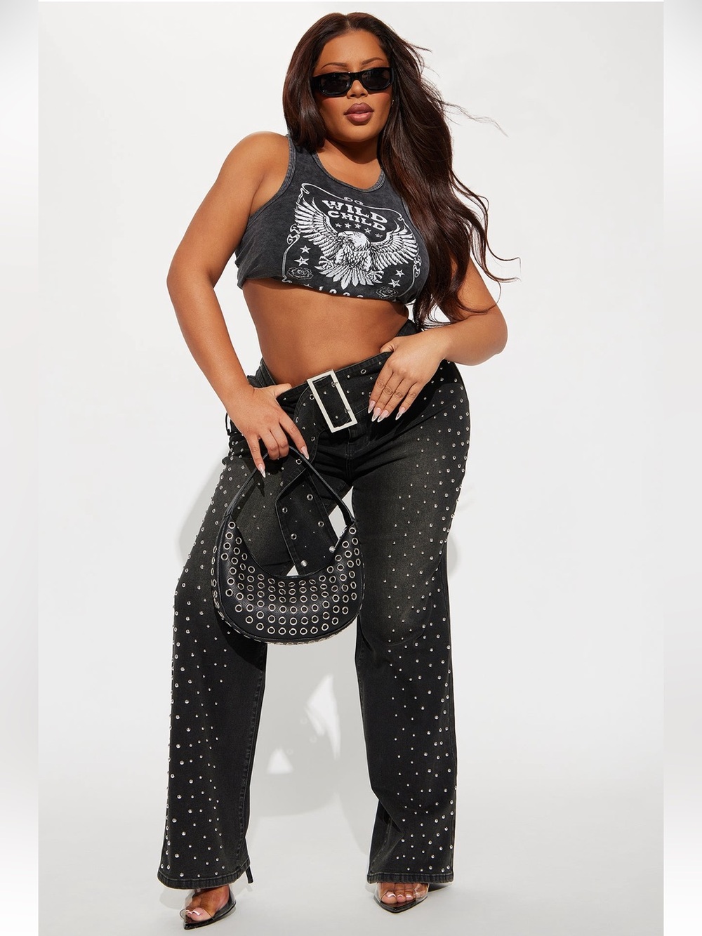 Fashion Nova Curve Plus Size Studded Black Jeans
